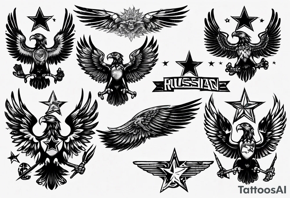 russian eagle with stars tattoo idea
