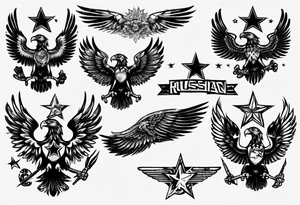russian eagle with stars tattoo idea
