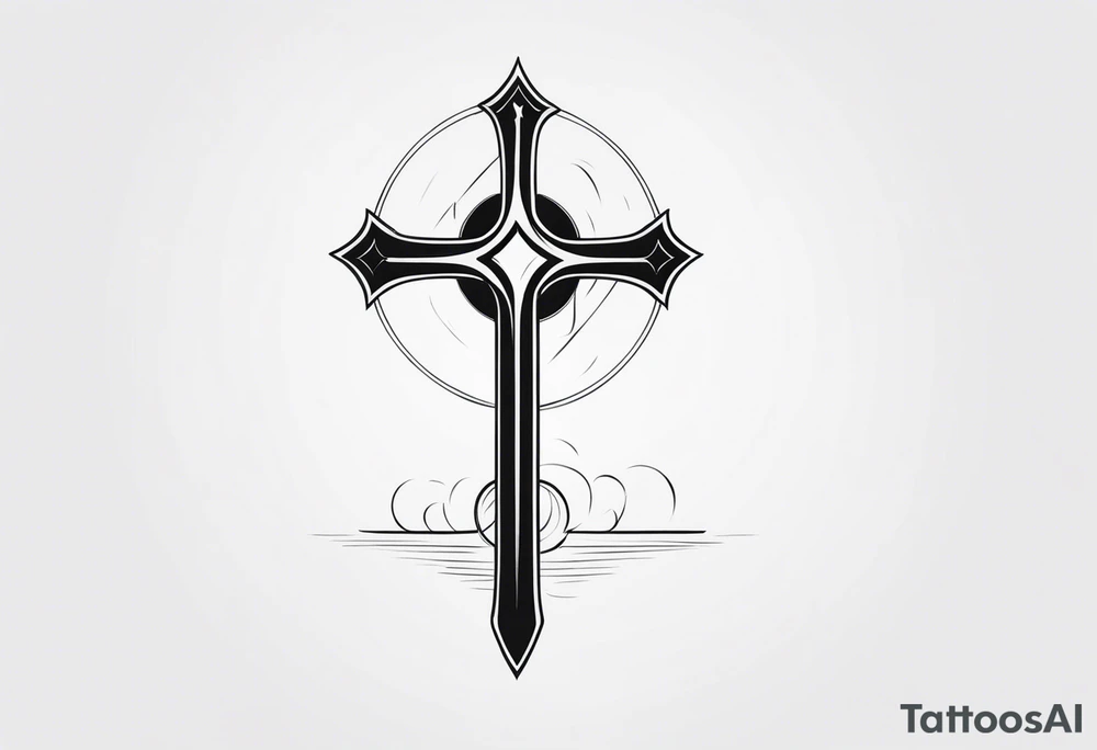 sword that transitions into the cross tattoo idea