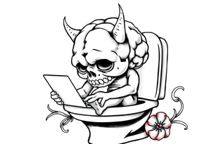 big fat brain rot kid with a ipad on the toilet shitting with skibidi toilet tattoo idea