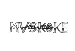 The word “MVSKOKE” shaded with Native American pattern tattoo idea