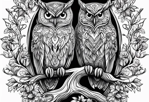owl tree tattoo idea