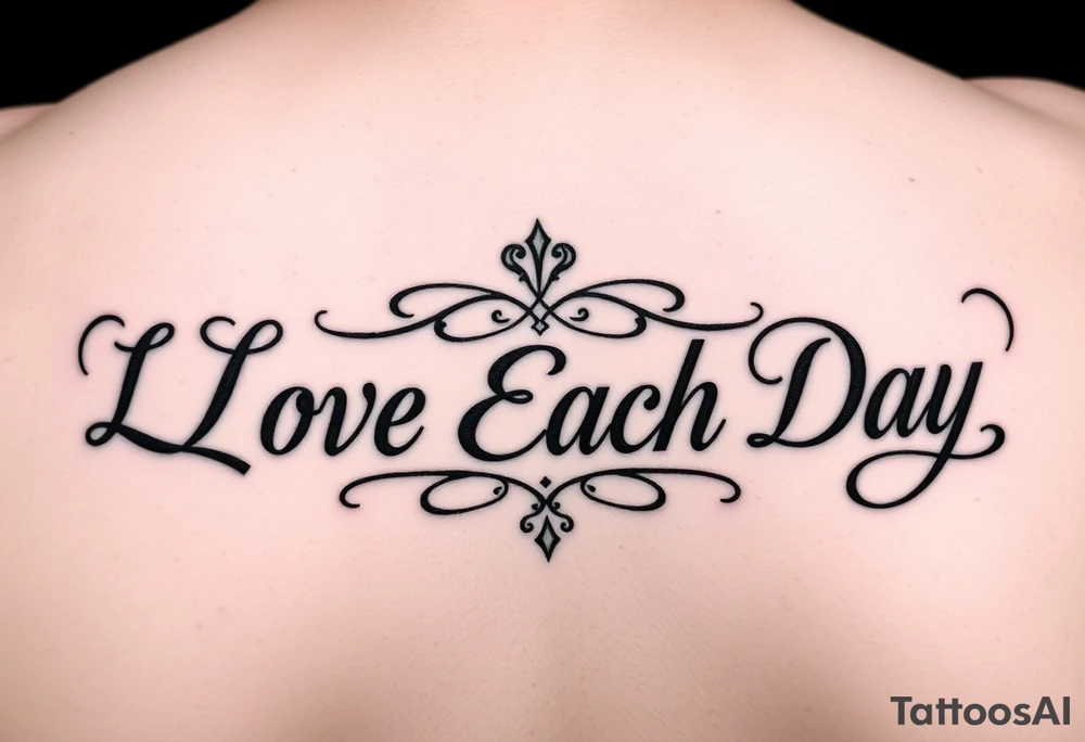 tattoo that says Love Each Day in a fancy font for a female tattoo idea