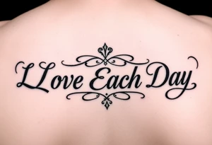 tattoo that says Love Each Day in a fancy font for a female tattoo idea