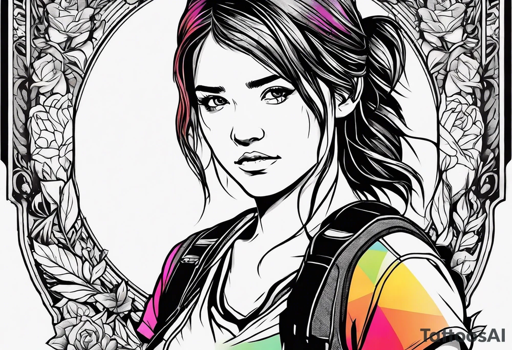 Last of Us tattoo that incorporates Pride colors. No character faces! tattoo idea