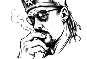 Simple American traditional style cop smoking meth tattoo idea