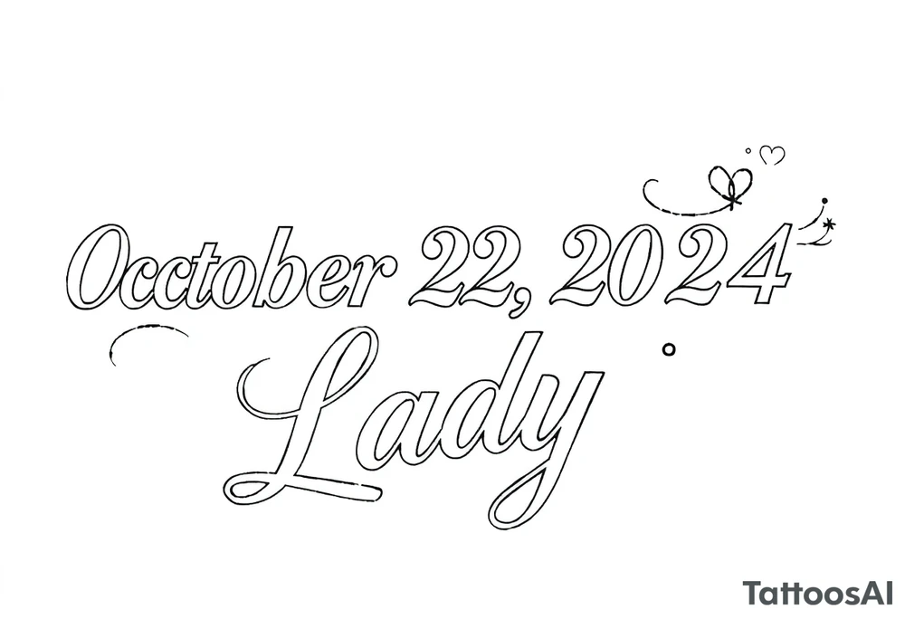 the date October 22, 2024. the name ‘Lady’. With salsa music elements. tattoo idea