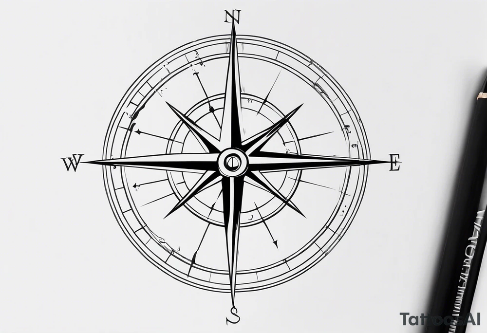 Tattoo along spine Compass 
Long north and south lines
Add anchor to south tattoo idea
