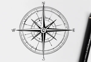 Tattoo along spine Compass 
Long north and south lines
Add anchor to south tattoo idea