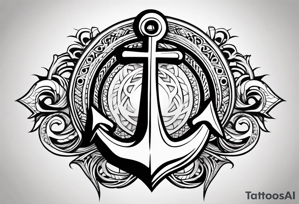Simple Anchor with tribal tattoo idea