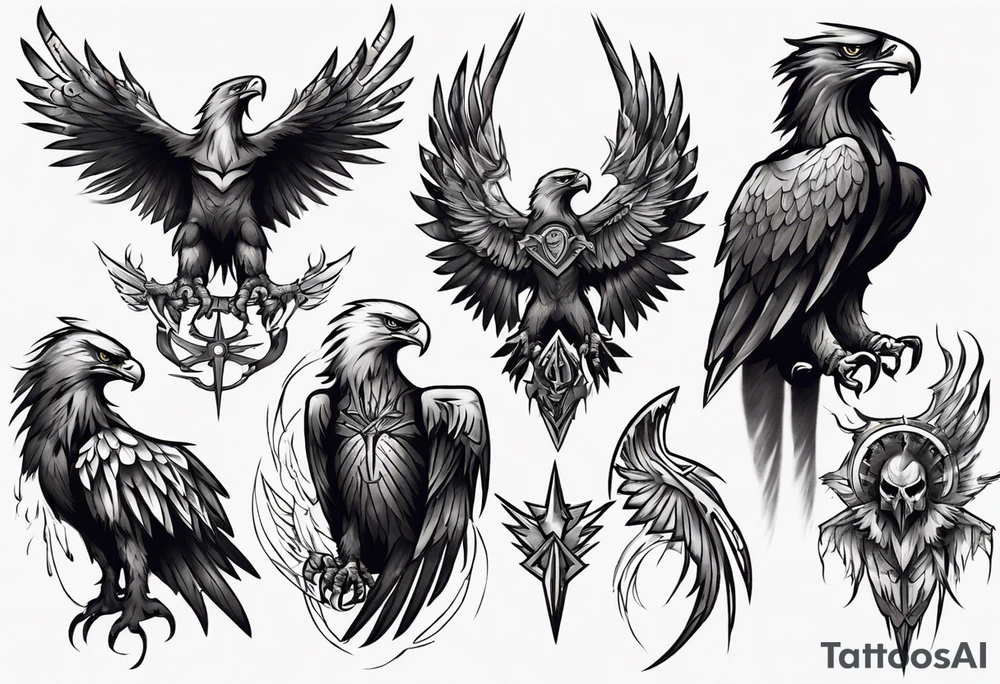 mystical dark eagle tattoo idea