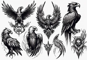 mystical dark eagle tattoo idea