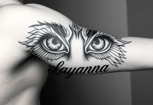 eyes with the name layanna at the bottom of it tattoo idea