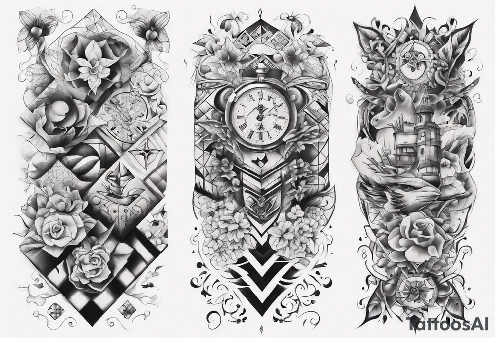 patchwork tattoos sleeve tattoo idea