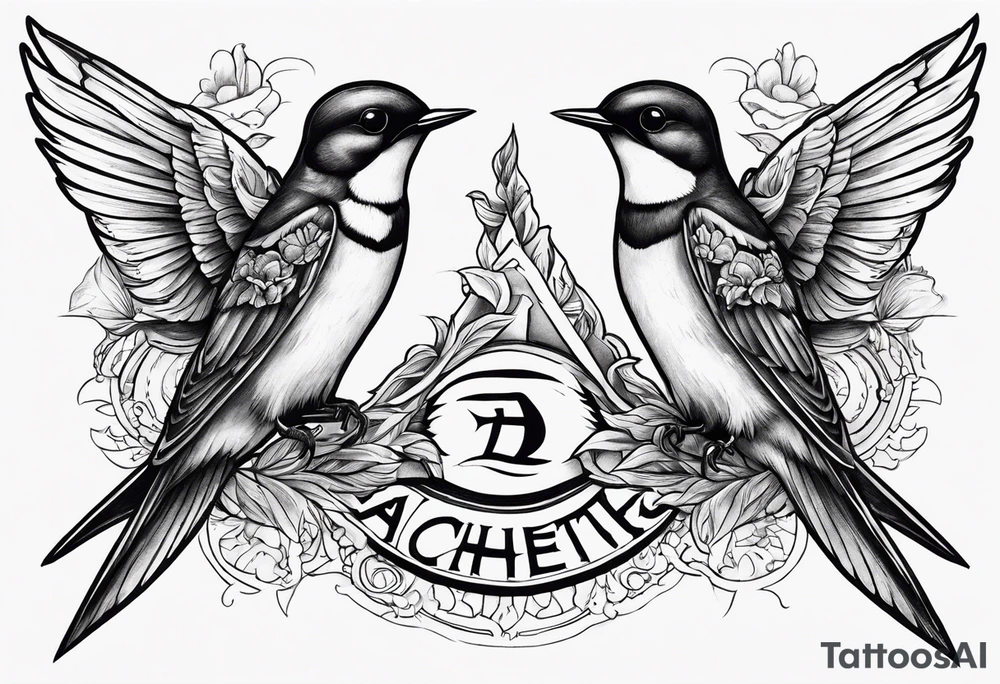 Two swallows with the word achentachetig tattoo idea