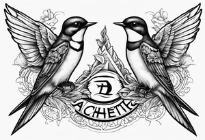 Two swallows with the word achentachetig tattoo idea