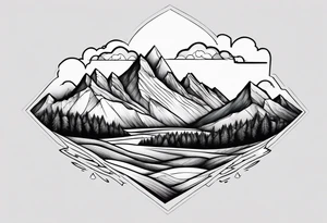 mountains with clouds tattoo idea