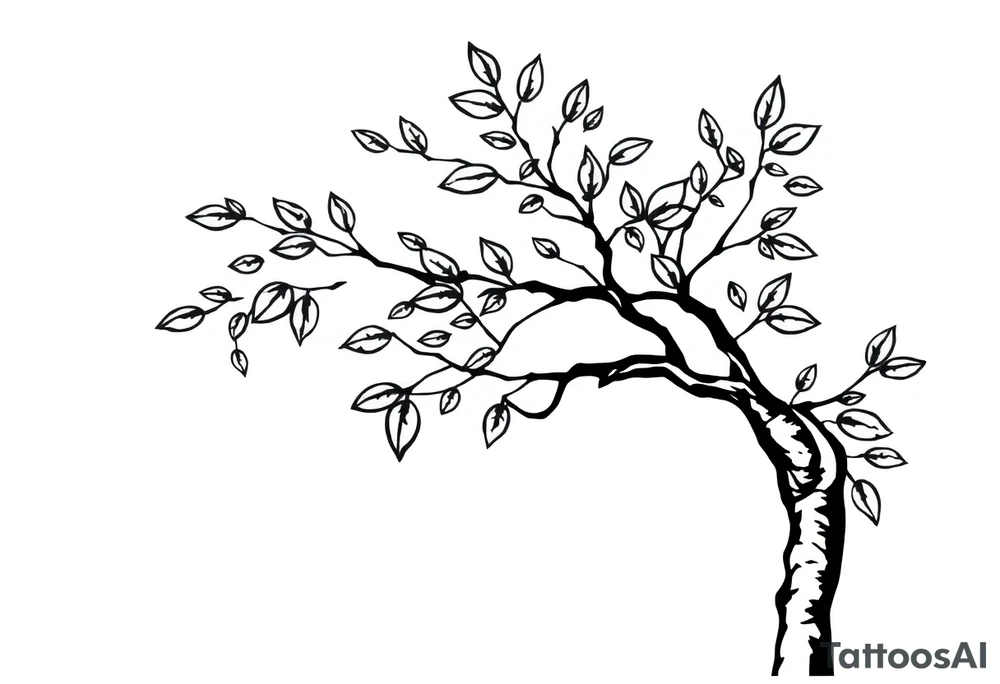 birch tree with leaves tattoo idea