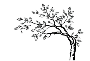 birch tree with leaves tattoo idea