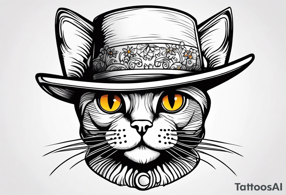 a cat wear hat tattoo idea