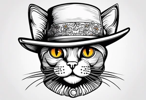 a cat wear hat tattoo idea