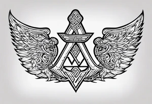 Valhalla  sword shield axe Valknut fog tattoo idea
