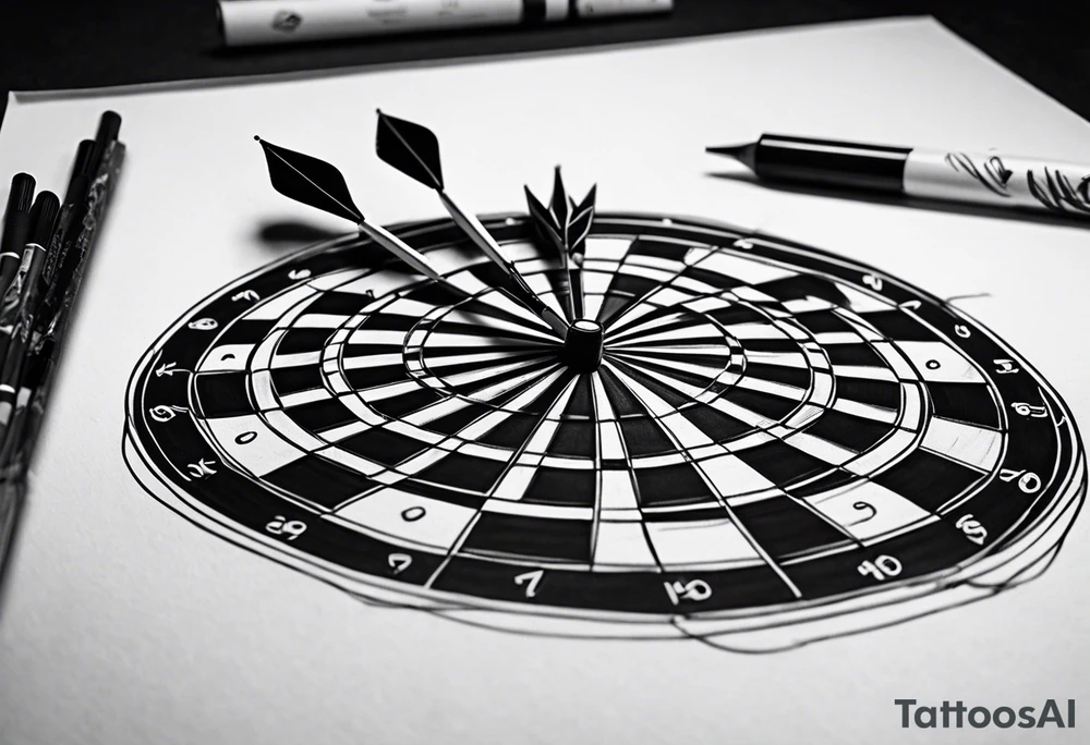 Dart thrown at a dartboard tattoo idea