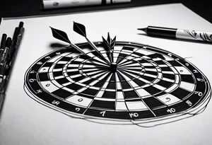 Dart thrown at a dartboard tattoo idea