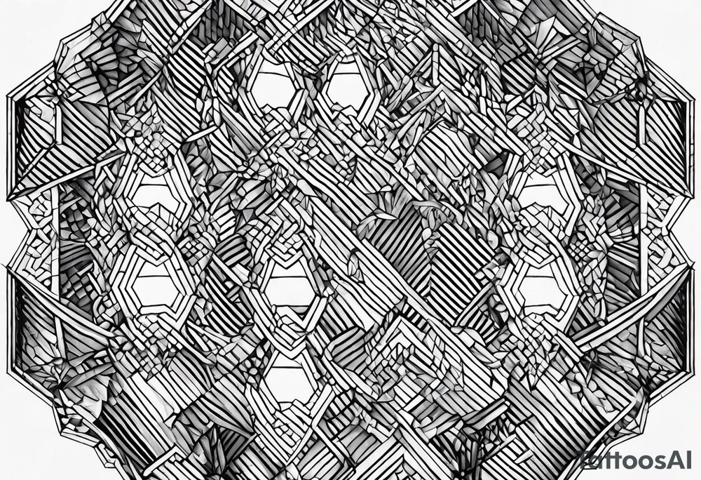 Hexagon linked ice crystal cloud tattoo idea