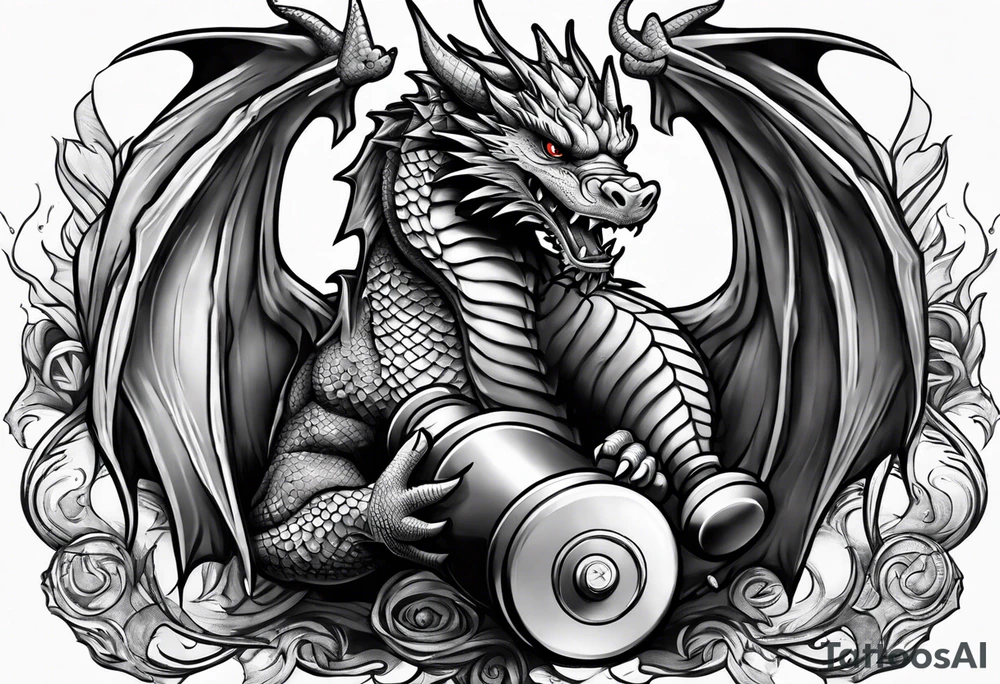 Dragon dumbbell tattoo idea