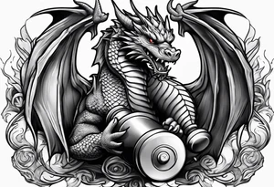 Dragon dumbbell tattoo idea