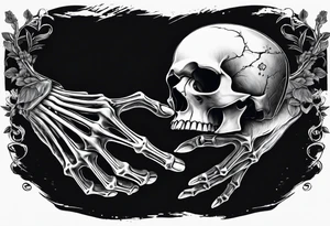 Hand of nurse reaching for skeleton hand. tattoo idea