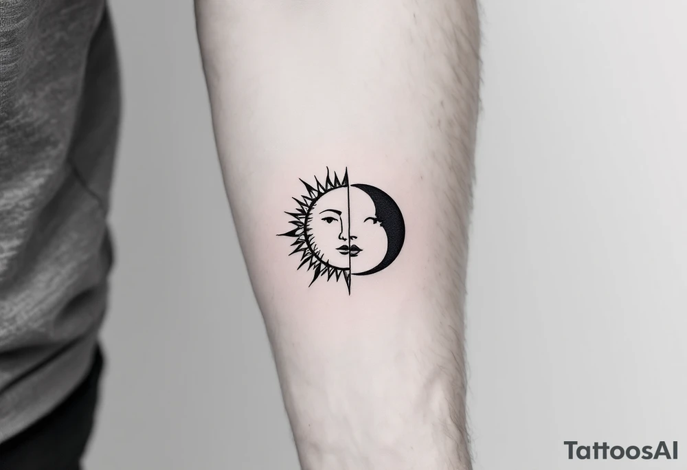sunface (sunsign in aquarius) & moonface (moonsign in pisces) astrology / yang and yang / apple emojis inspired tattoo idea