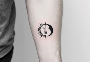 sunface (sunsign in aquarius) & moonface (moonsign in pisces) astrology / yang and yang / apple emojis inspired tattoo idea