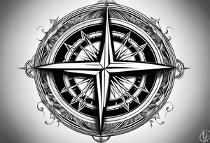 holy cross inside a compass tattoo idea