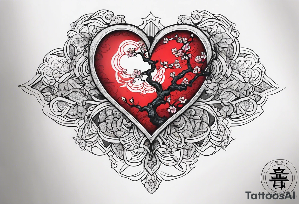 broken heart fine 
line tattoo idea