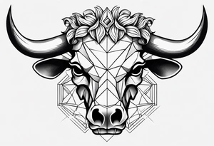 skull of a bull with a line frame, realistic, simple tattoo idea