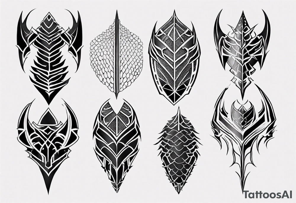 Dragon scale armor symmetrical tattoo idea