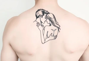 sketch style of lovers embracing, showing intimacy and a love deeper than words tattoo idea