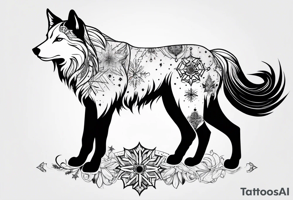 Constellation, animal, snowflake tattoo idea