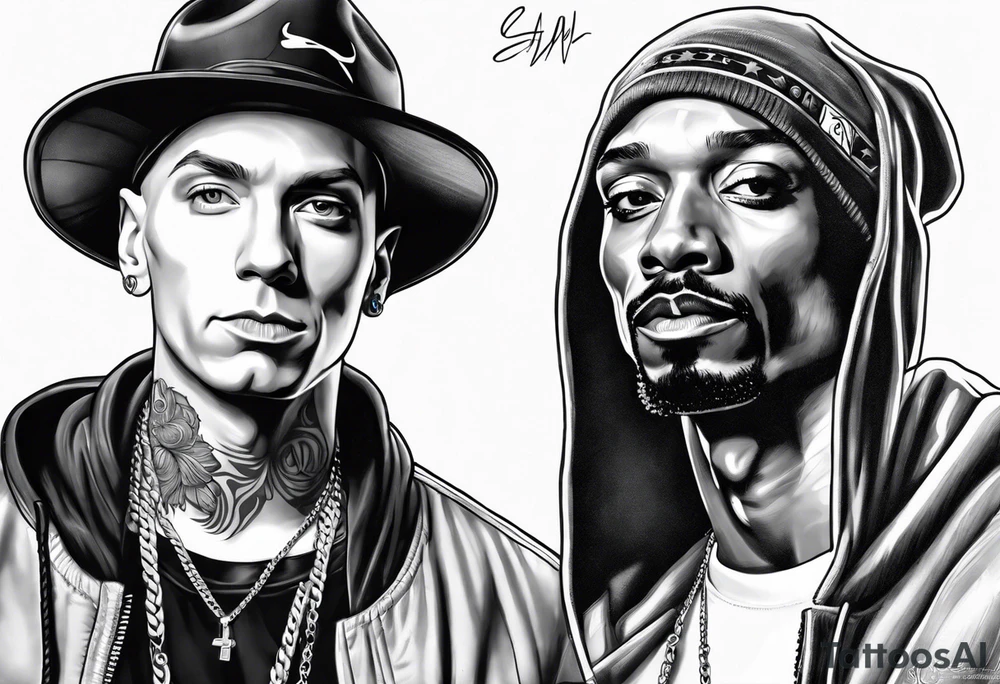 Eminem and snoop dog full leg sleeve tattoo idea