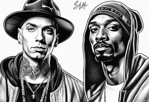 Eminem and snoop dog full leg sleeve tattoo idea