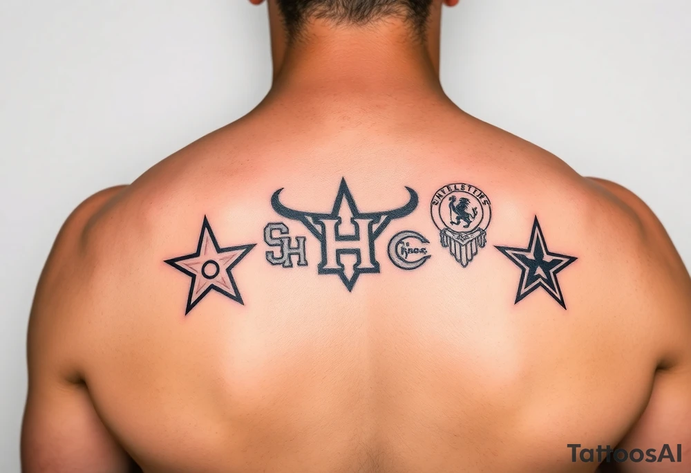 Combine all athletics Houston team logos into one nice one tattoo idea