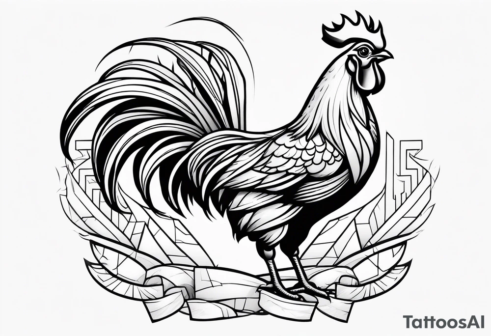 Buff rooster cartoon chopping crabs tattoo idea