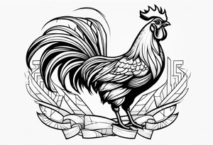 Buff rooster cartoon chopping crabs tattoo idea