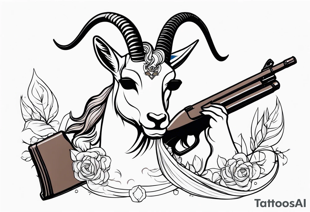 capricorn with sunglasses and shotgun tattoo idea