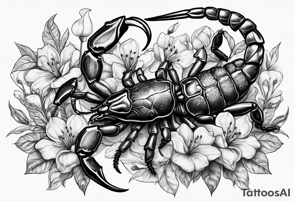 deadly scorpion with flowers of doom tattoo idea