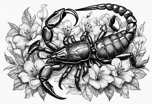 deadly scorpion with flowers of doom tattoo idea