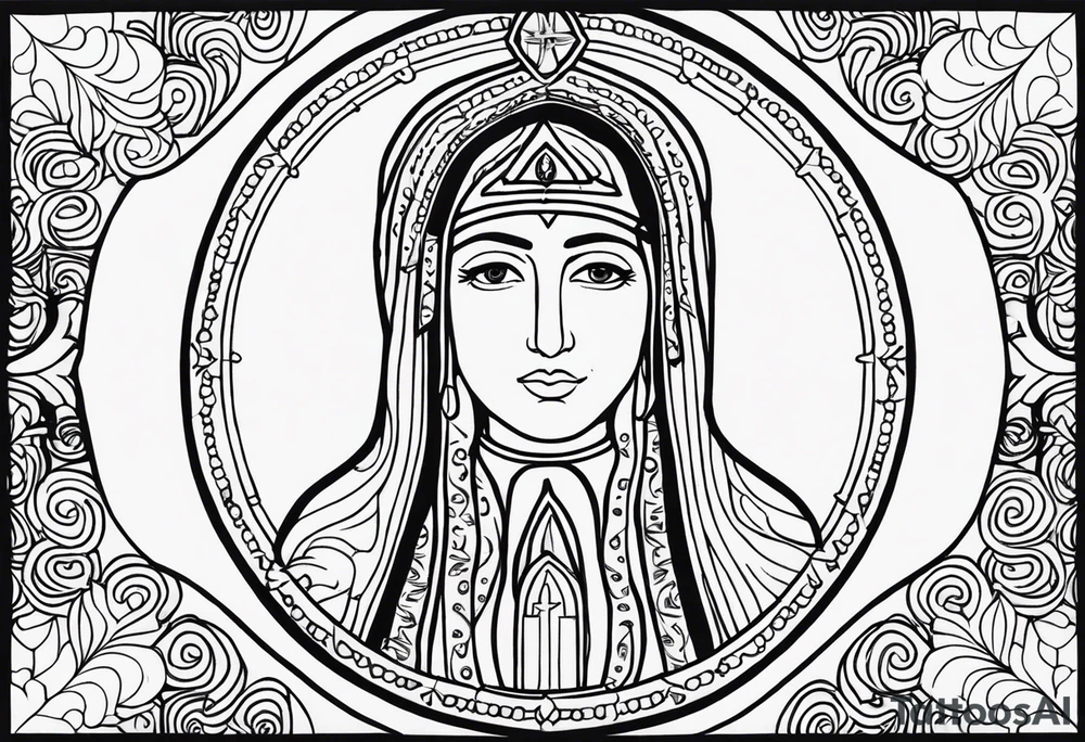 “Totus tuus”
with image of Our Lady of Aparecida outline tattoo idea