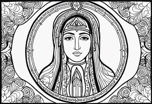 “Totus tuus”
with image of Our Lady of Aparecida outline tattoo idea